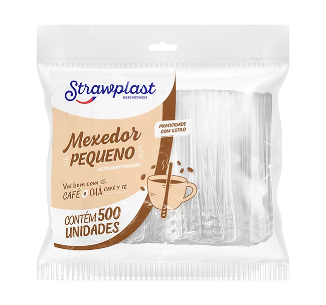 MEXEDOR DESCARTÁVEL PEQUENO 7,5CM STRAWPLAST