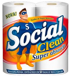 TOALHA DE PAPEL BRANCA SOCIAL CLEAN 50 FLS
