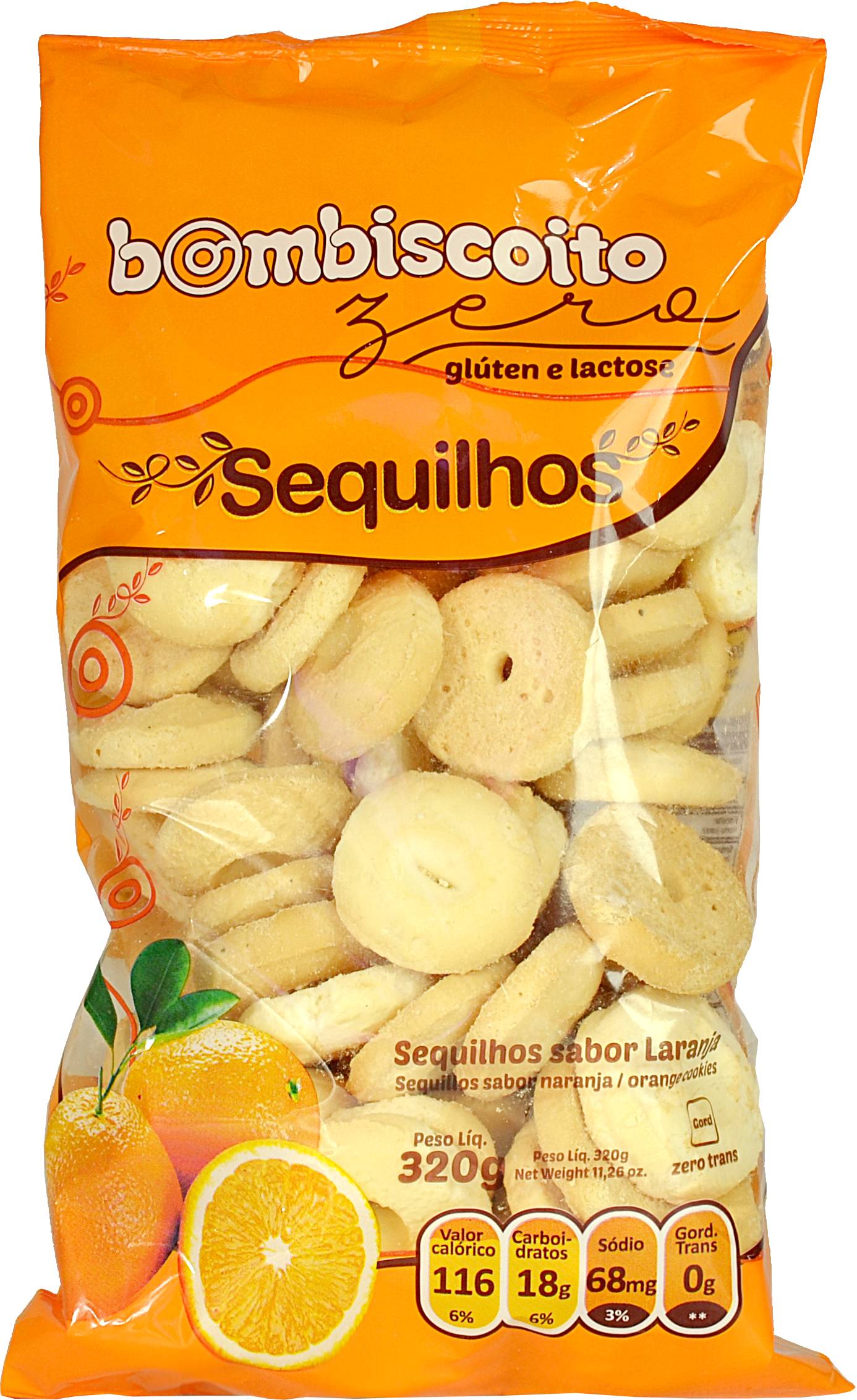 SEQUILHOS ZERO LACTOSE/GLÚTEN LARANJA BOMBISCOITO 