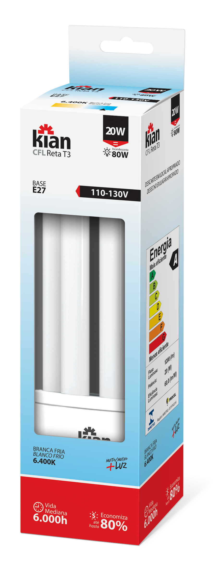 LÂMPADA ELETRÔNICA 3U 20W 127V KIAN