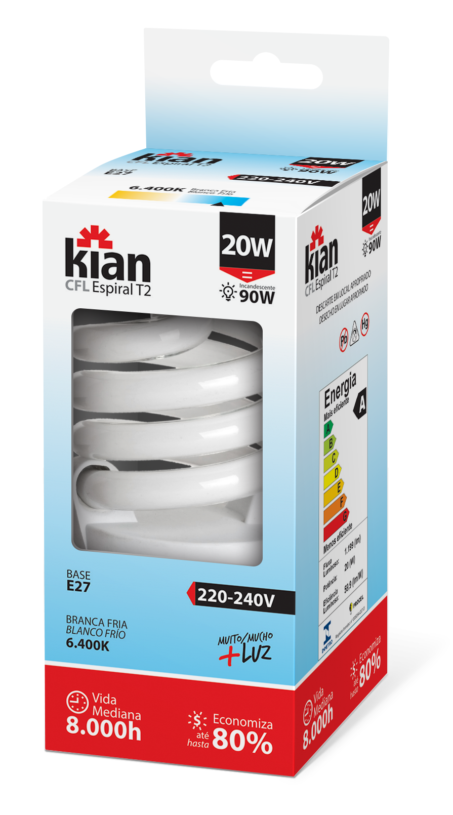 LÂMPADA ELETRÔNICA ESPIRAL 20W 220V KIAN