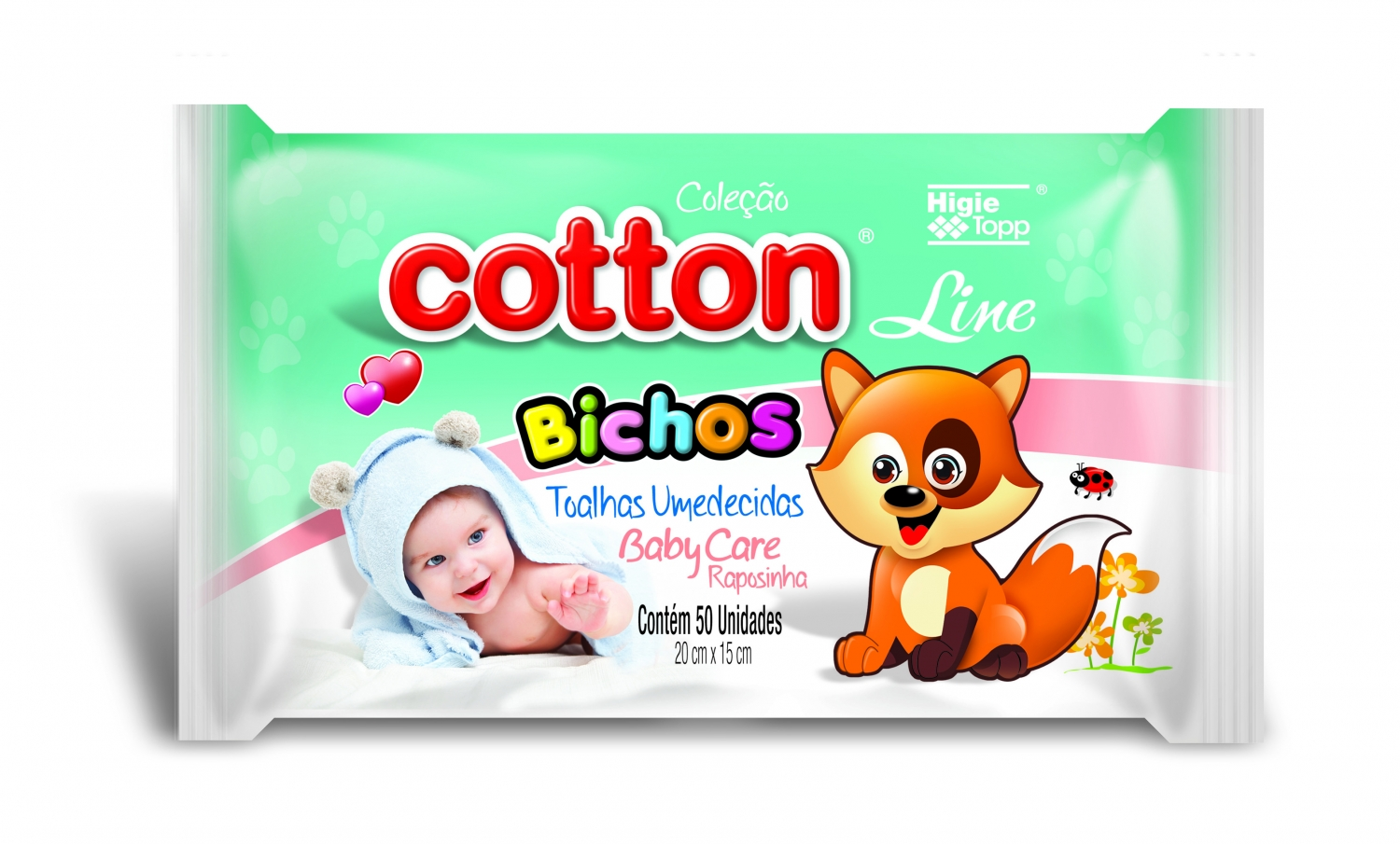 TOALHA UMEDECIDA BABY CARE  BICHOS COTTON