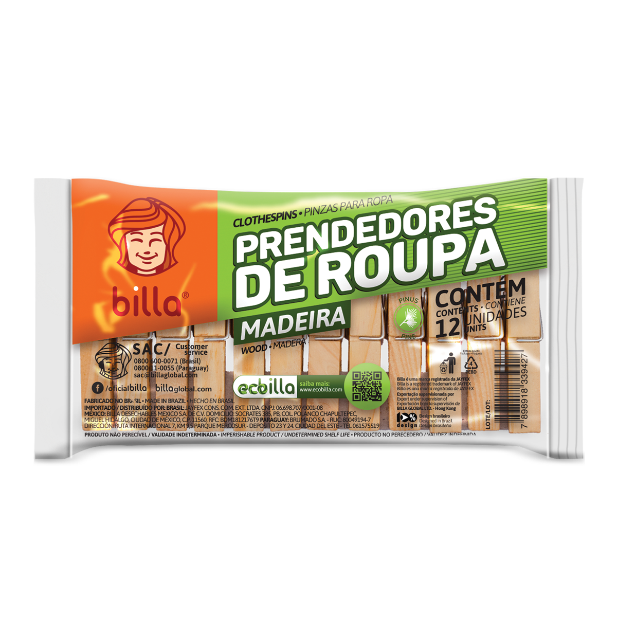 PRENDEDOR DE ROUPA MADEIRA BILLA 