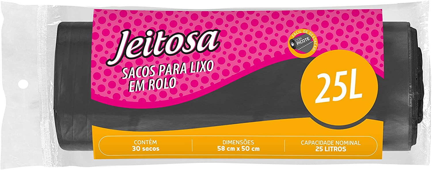 SACO DE LIXO ROLO PRETO 25 LITROS JEITOSA 