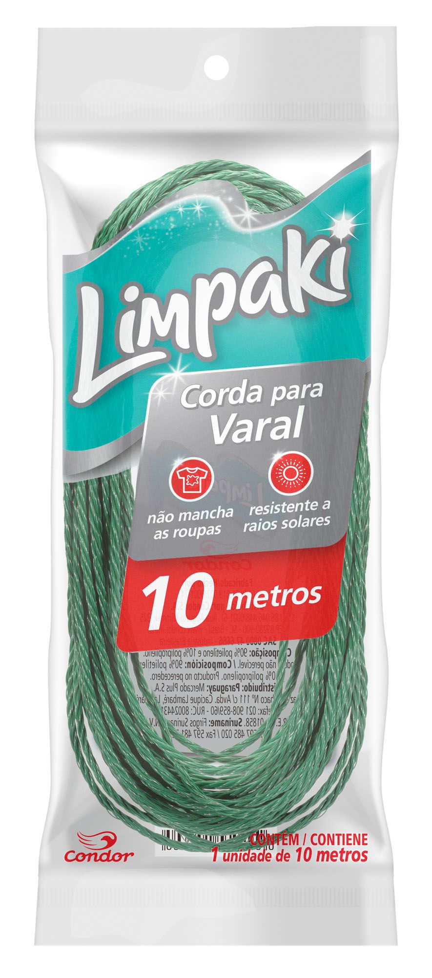 CORDA VARAL PLASTICO 10 MTS LIMPAKI