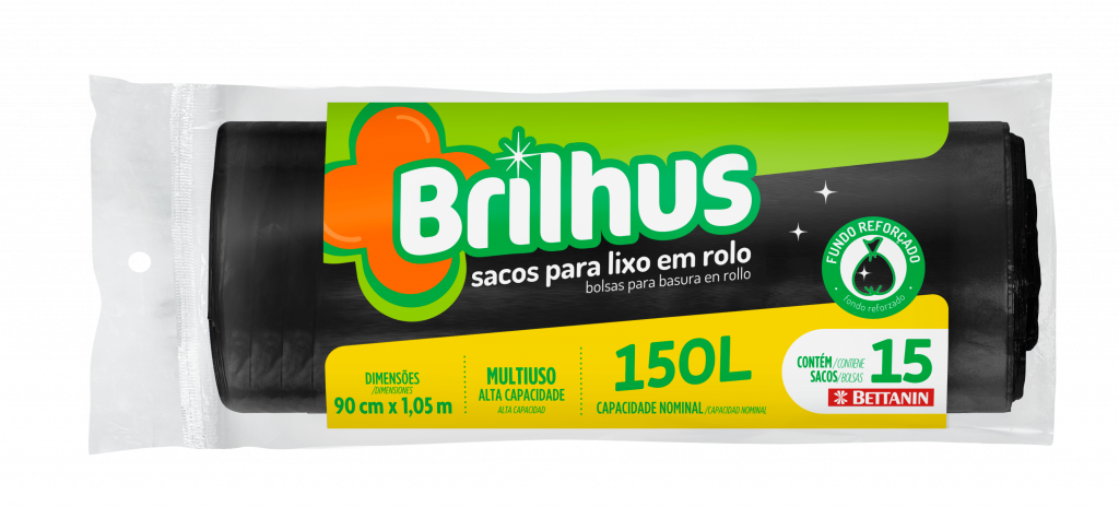 SACO DE LIXO ROLO PRETO 150LT BRILHUS