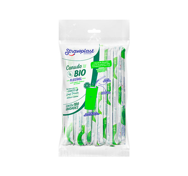 CANUDO BIODEGRADÁVEL FLEXÍVEL 6MM SACHÊ STRAWPLAST