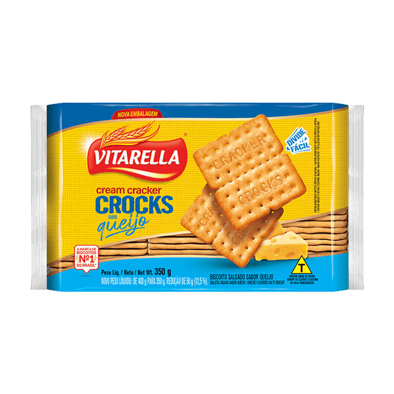 BISCOITO CREAM CRACKER CROCKS QUEIJO VITARELLA  