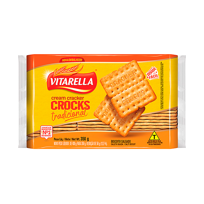 BISCOITO CREAM CRACKER CROCKS TRADICIONAL VITARELLA  