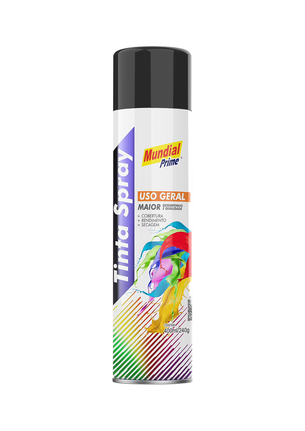 TINTA SPRAY PRETO BRILHANTE MUNDIAL PRIME