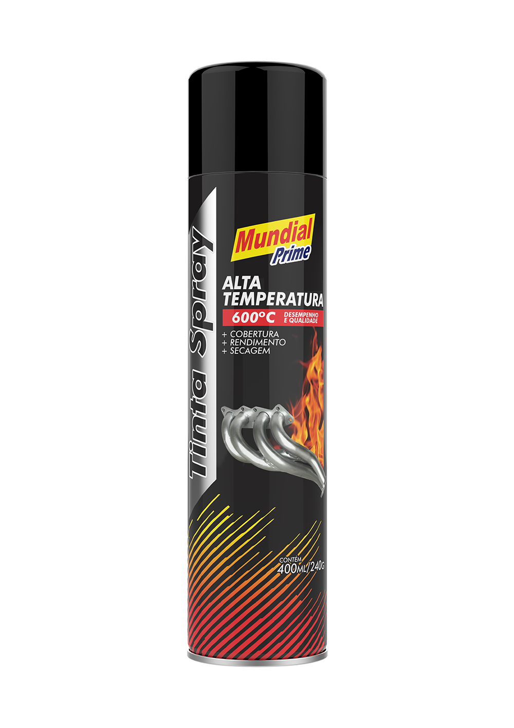 TINTA SPRAY ALTA TEMPERATURA PRETO FOSCO MUNDIAL PRIME