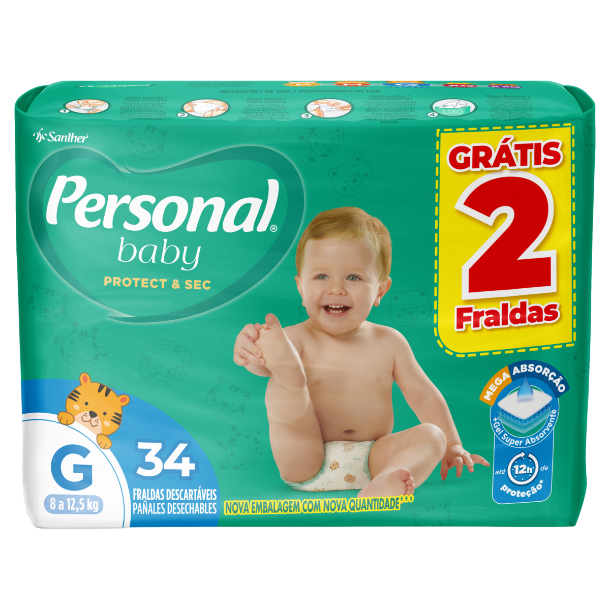 FRALDA MEGA G LEVE 34 PAGUE 32 PERSONAL 