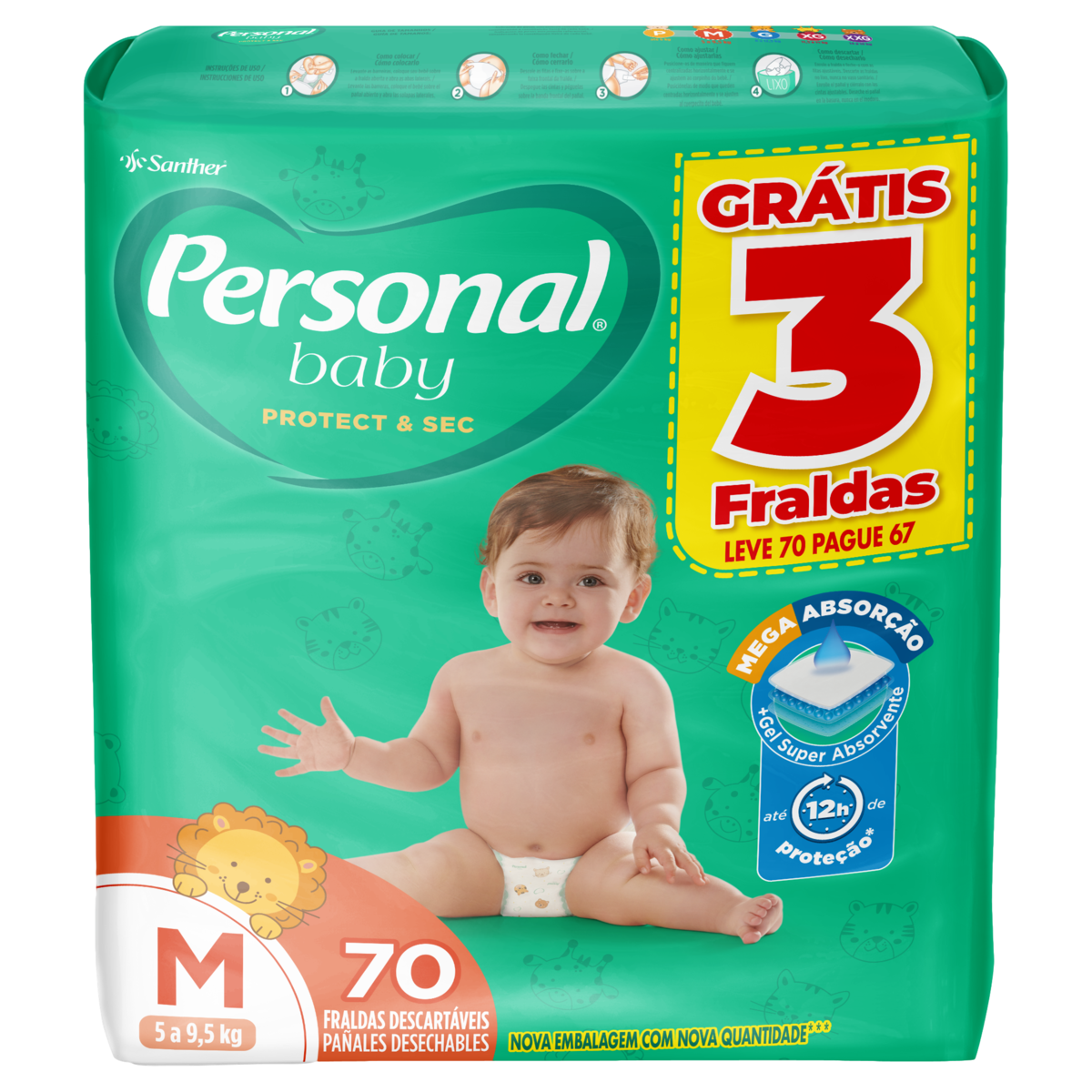 FRALDA HIPER M LEVE 70 PAGUE 67 PERSONAL 