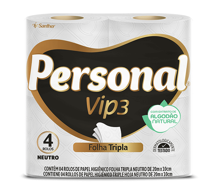 PAPEL HIGIÊNICO VIP FOLHA TRIPLA NEUTRO 20 METROS PERSONAL