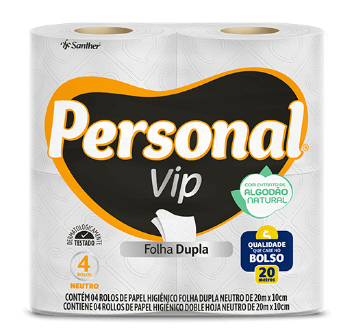 PAPEL HIGIÊNICO VIP FOLHA DUPLA NEUTRO 20 METROS PERSONAL