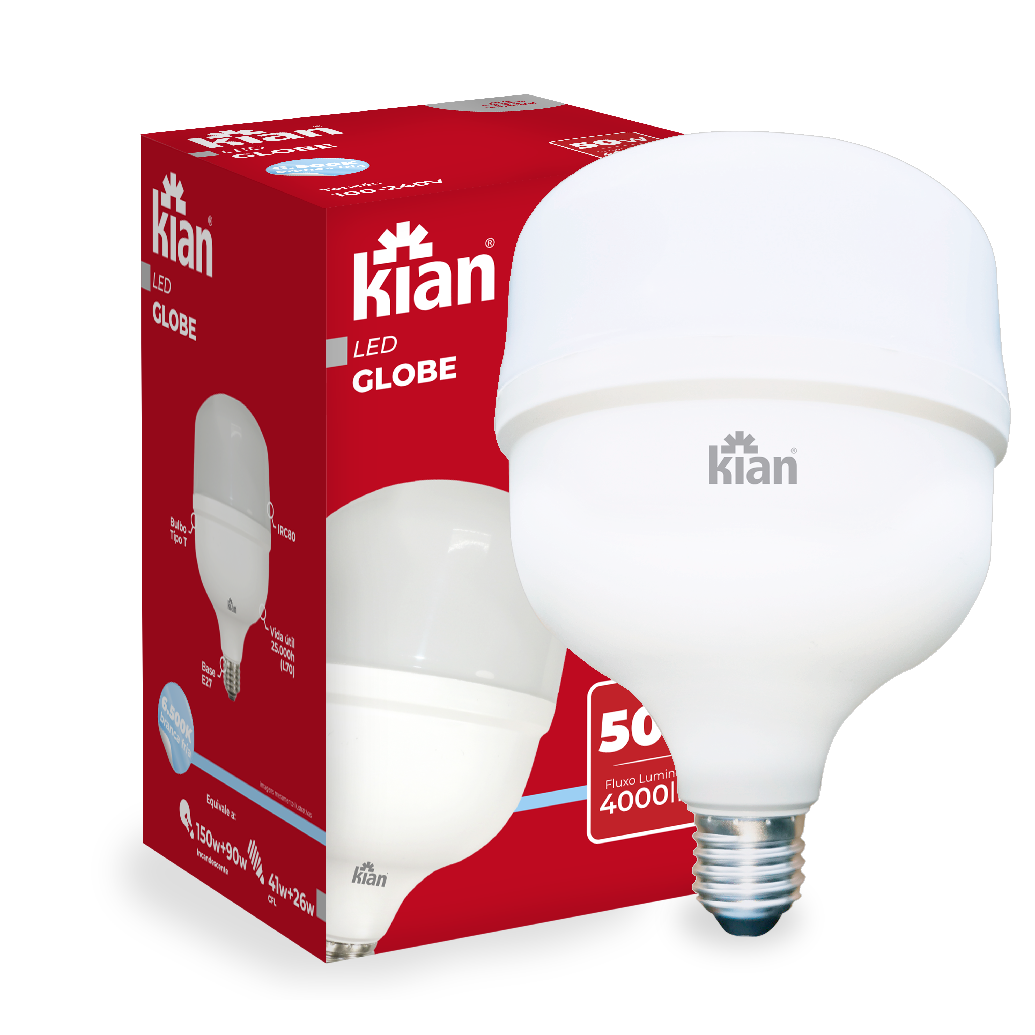 LÂMPADA LED BIVOLT GLOBE 50W KIAN