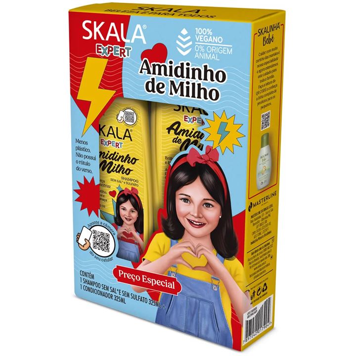SHAMPOO+CONDICIONADOR AMIDINHO DE MILHO SKALA 