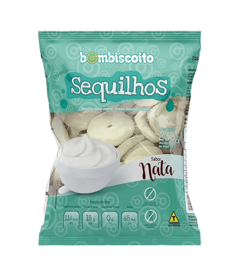 SEQUILHOS ZERO LACTOSE/GLÚTEN NATA BOMBISCOITO 