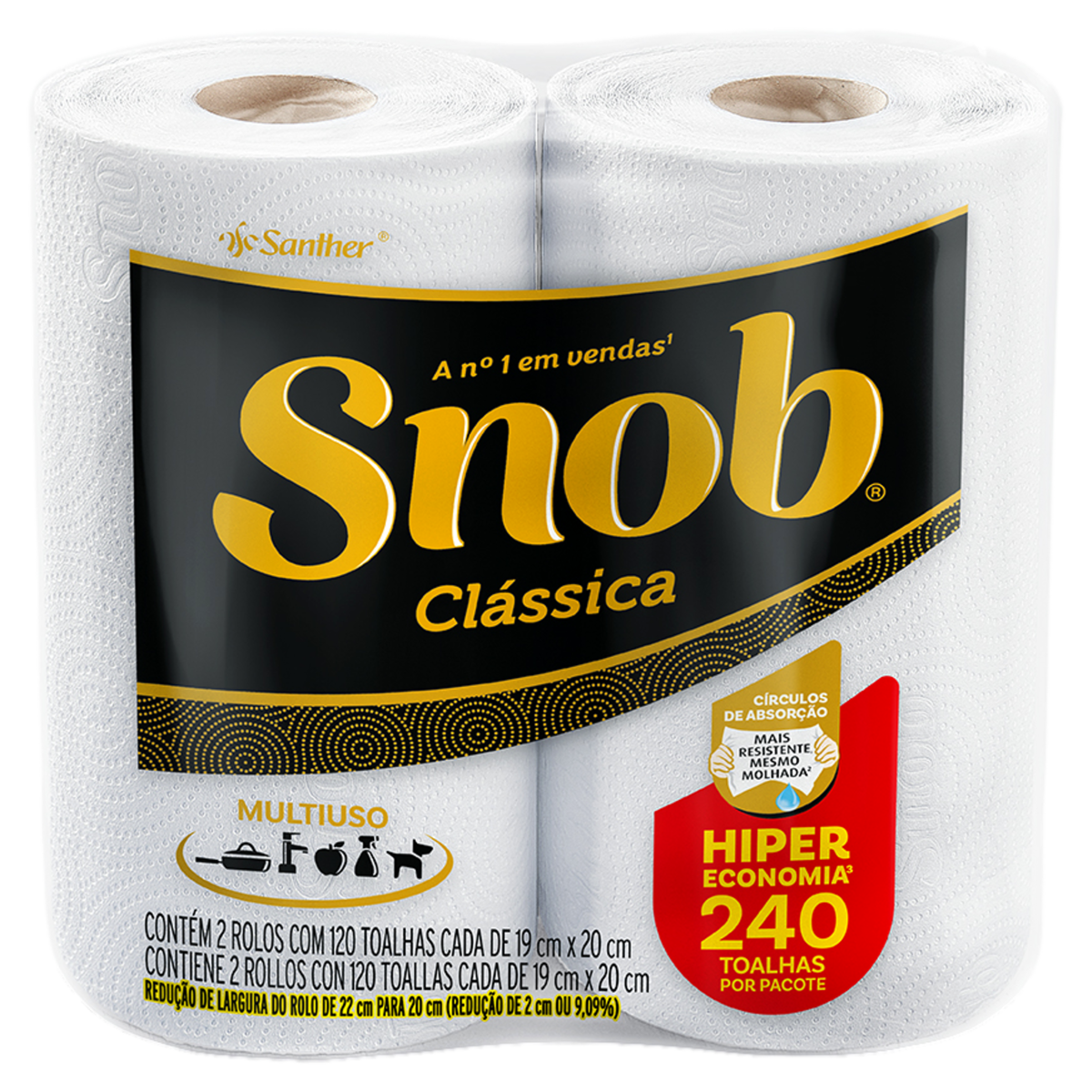 TOALHA DE PAPEL HIPER BRANCA 120 FOLHAS SNOB