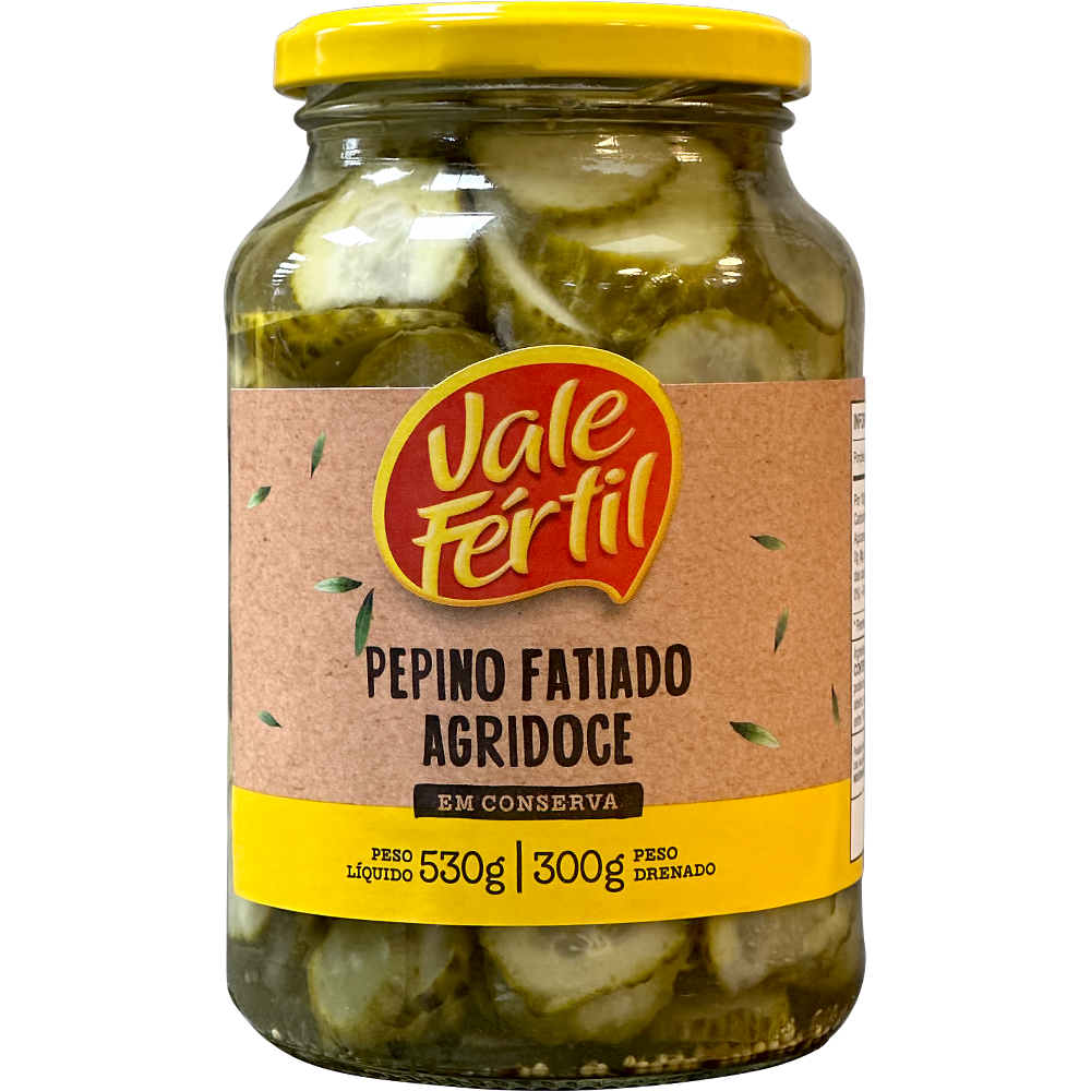 PEPINO FATIADO AGRIDOCE VIDRO VALE FÉRTIL 