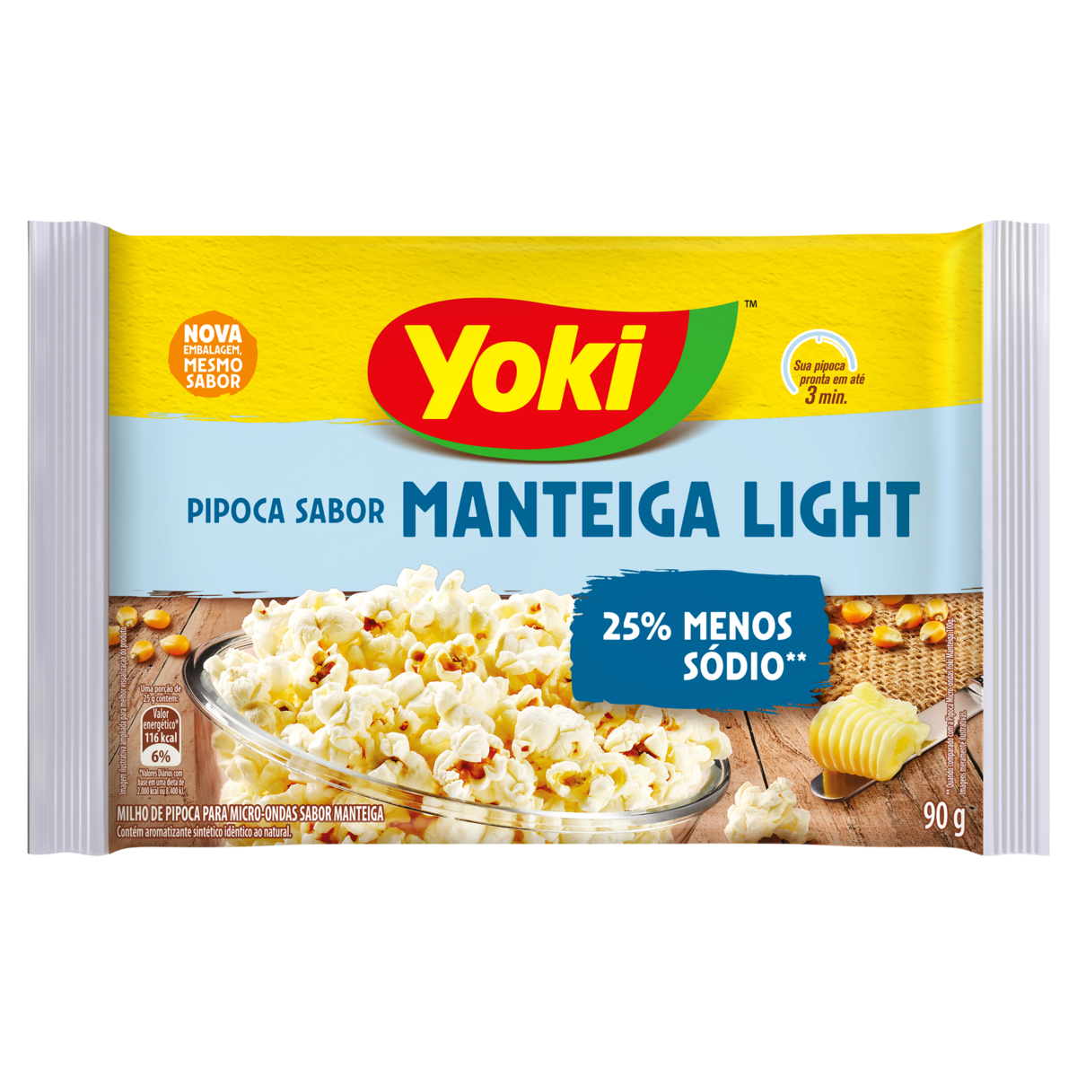 PIPOCA MICROONDAS LIGHT MANTEIGA YOKI 