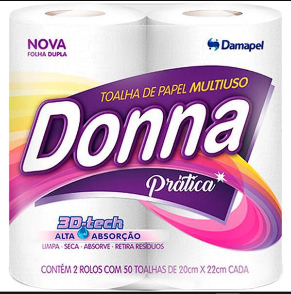 TOALHA DE PAPEL BRANCA 50 FOLHAS DONNA