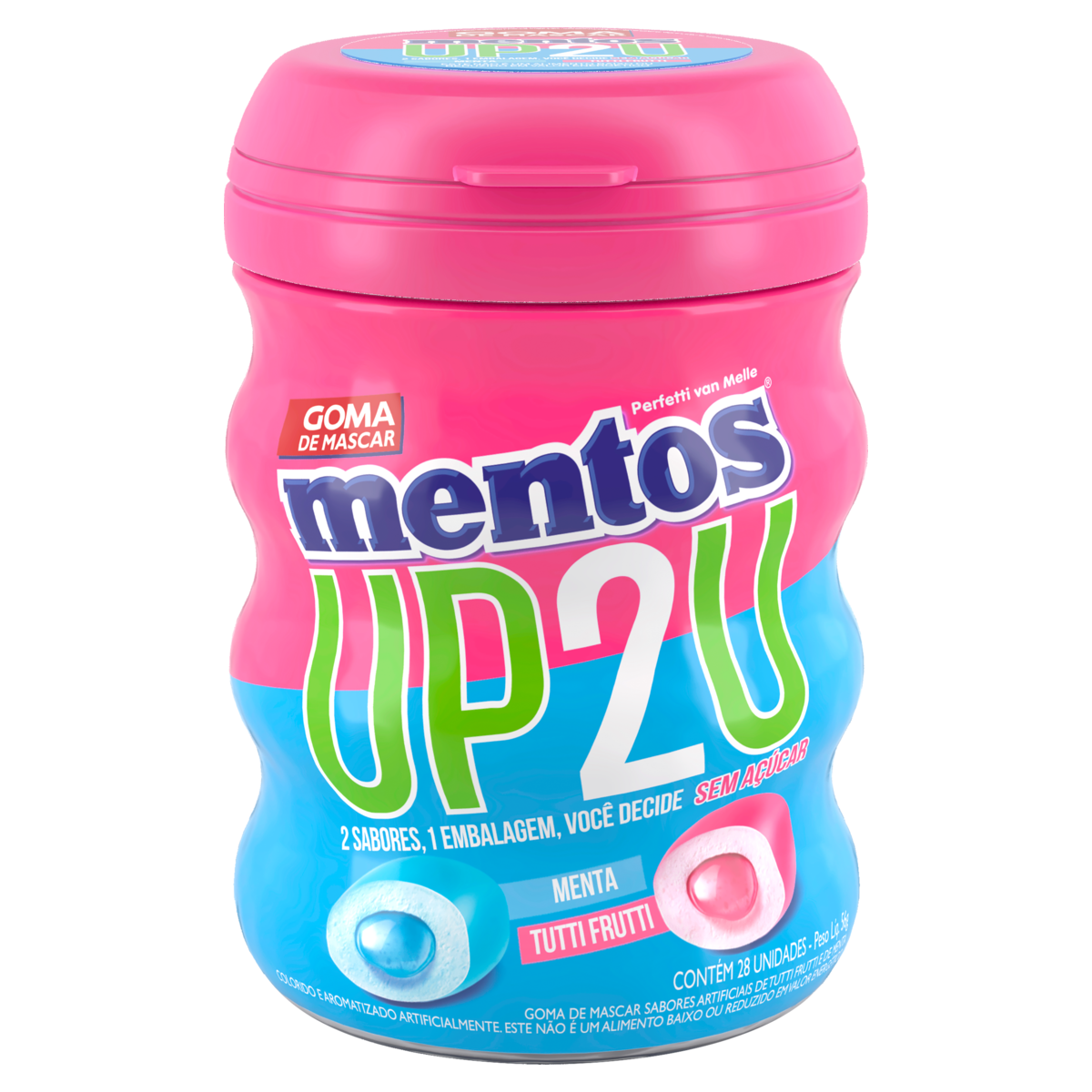 GOMA DE MASCAR GARRAFA UP2U MENTA TUTTI FRUTTI MENTOS 