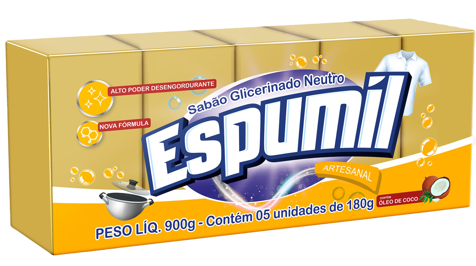 SABÃO TABLETE NEUTRO GLICERINADO ESPUMIL