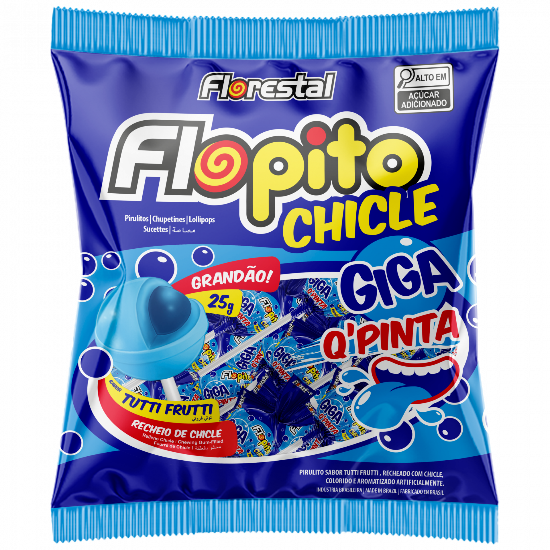 PIRULITO CHICLE GIGA Q PINTA FLOPITO FLORESTAL