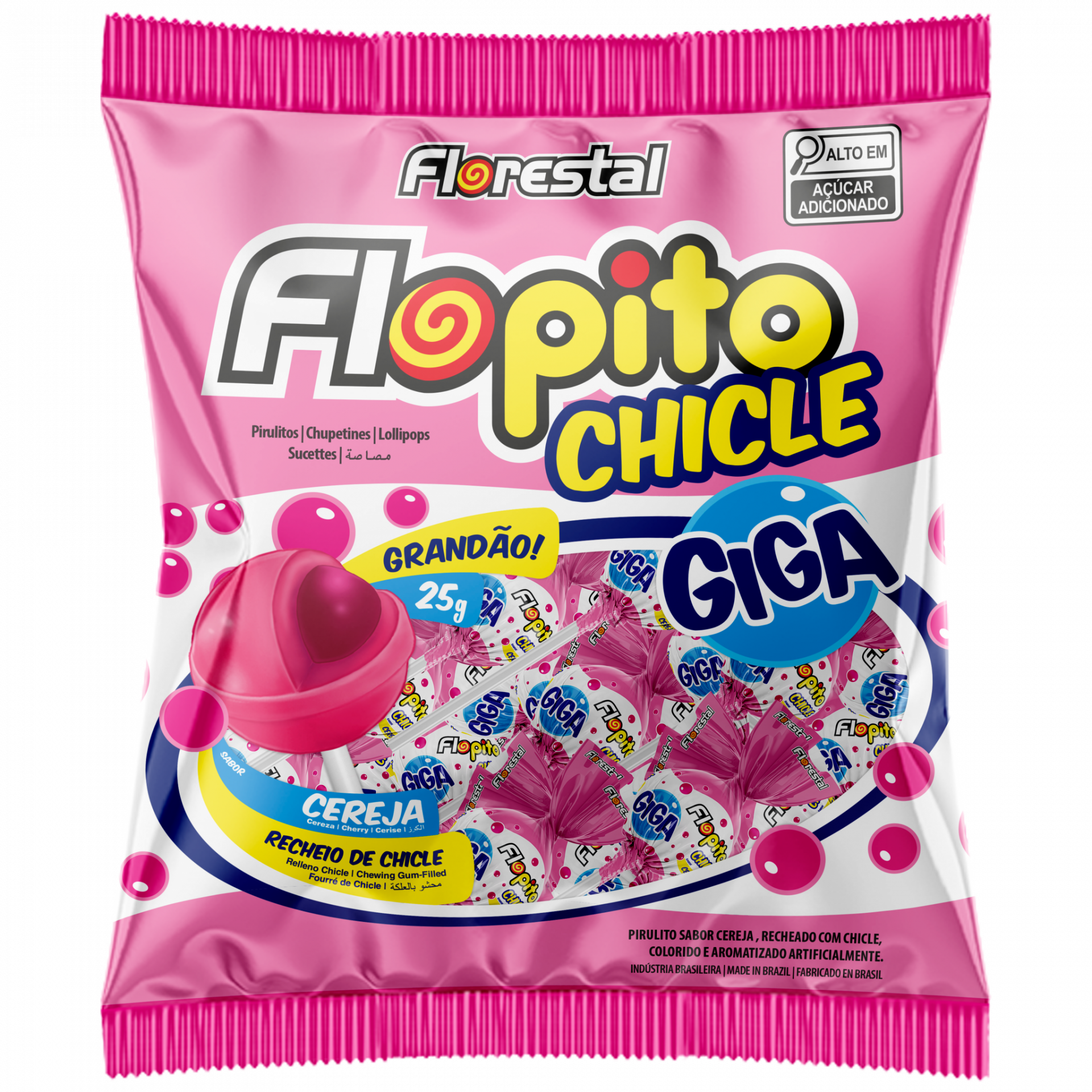 PIRULITO CHICLE GIGA CEREJA FLOPITO FLORESTAL