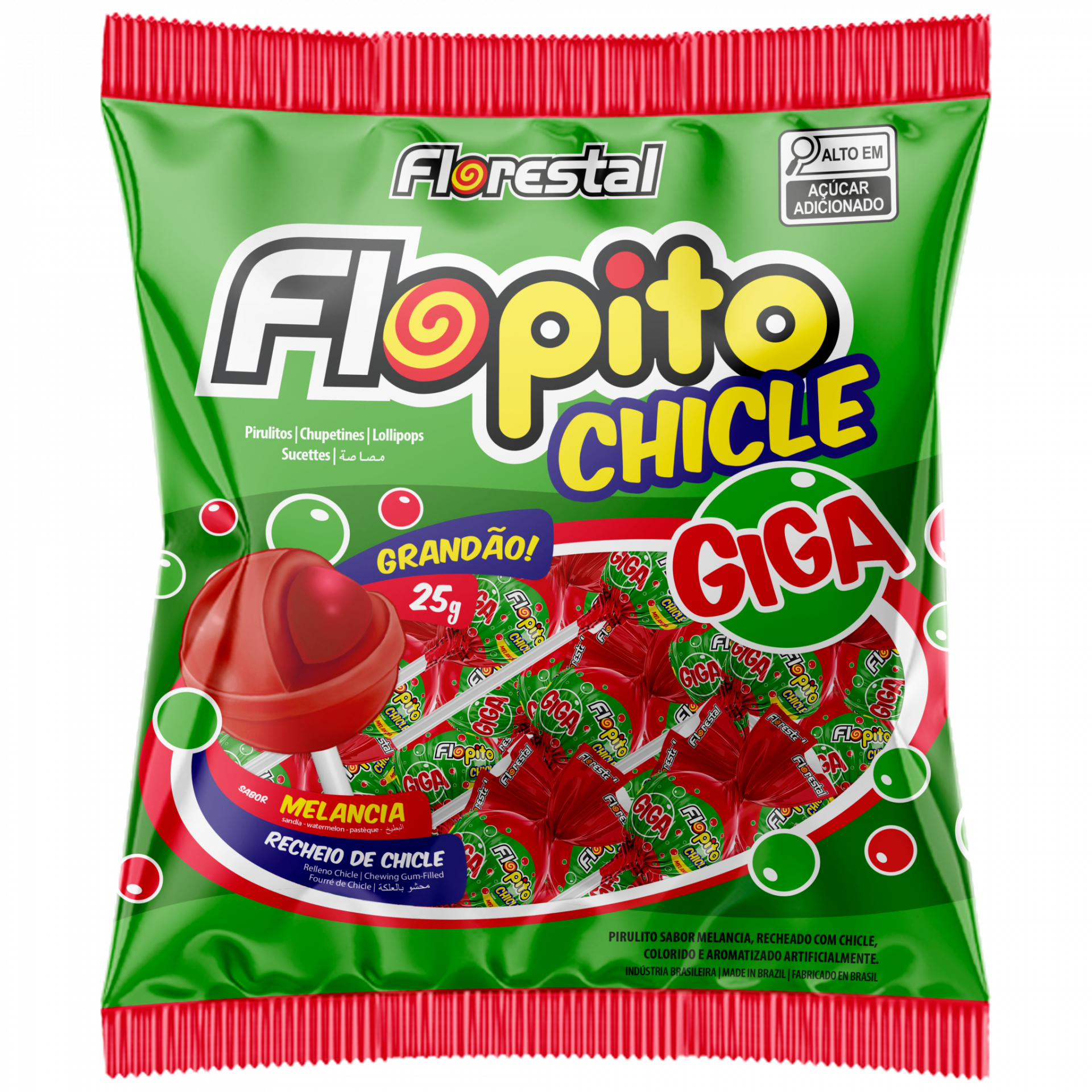 PIRULITO CHICLE GIGA MELANCIA FLOPITO FLORESTAL