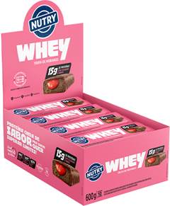 BARRA DE PROTEINA WHEY TRUFA DE MORANGO NUTRY 