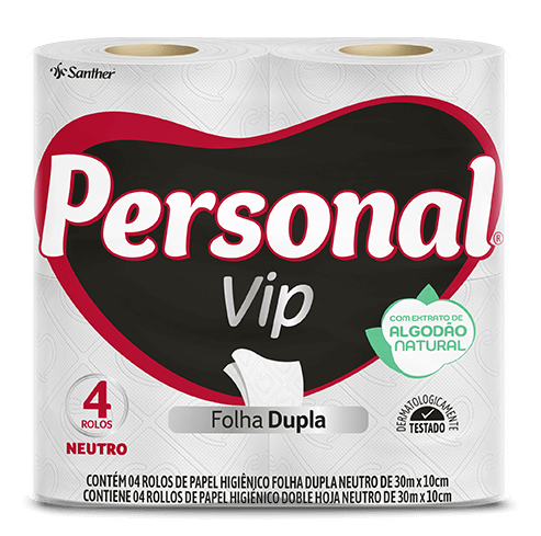 PAPEL HIGIÊNICO VIP FOLHA DUPLA NEUTRO 30 METROS PERSONAL