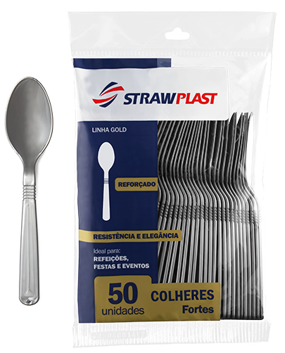 COLHER DE PLÁSTICO PRATA FORTE STRAWPLAST