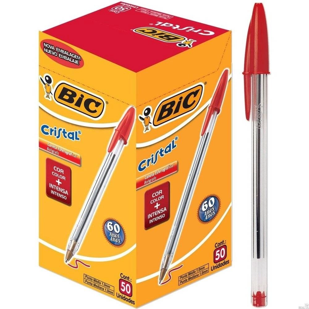 CANETA CRISTAL VERMELHA BIC