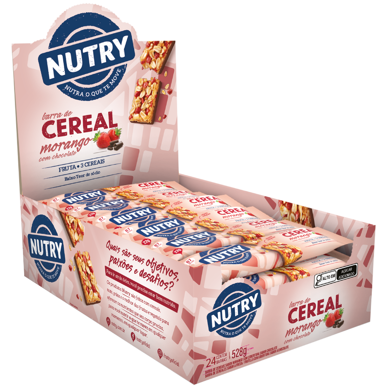 BARRA DE CEREAL MORANGO COM CHOCOLATE NUTRY 